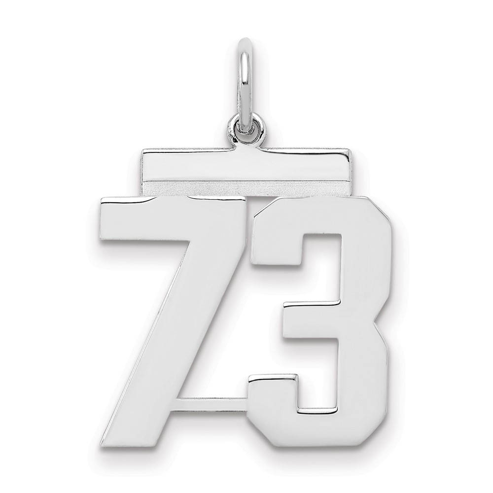 Sterling Silver, Athletic Collection Medium Polished Number 73 Pendant