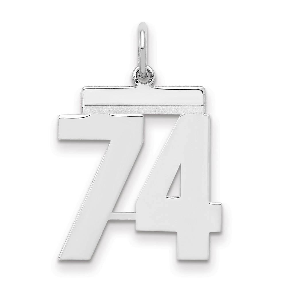 Sterling Silver, Athletic Collection Medium Polished Number 74 Pendant