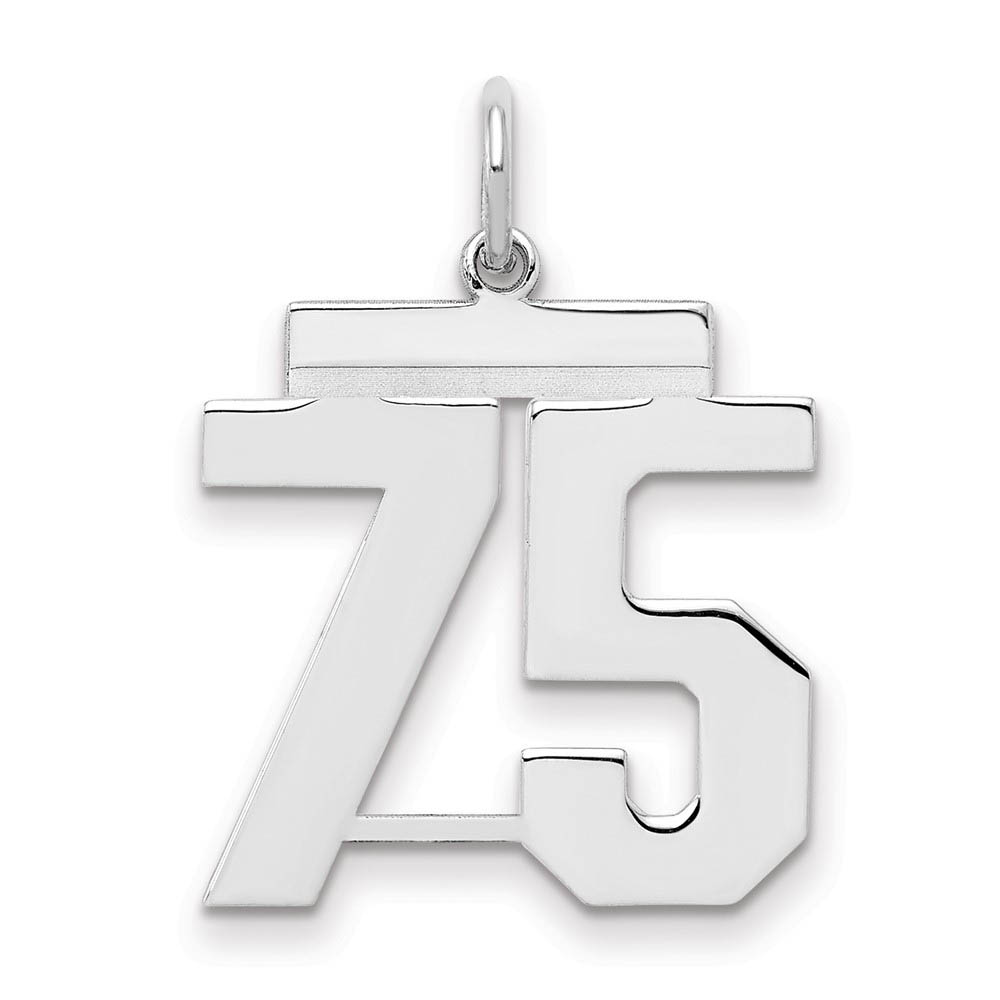 Sterling Silver, Athletic Collection Medium Polished Number 75 Pendant