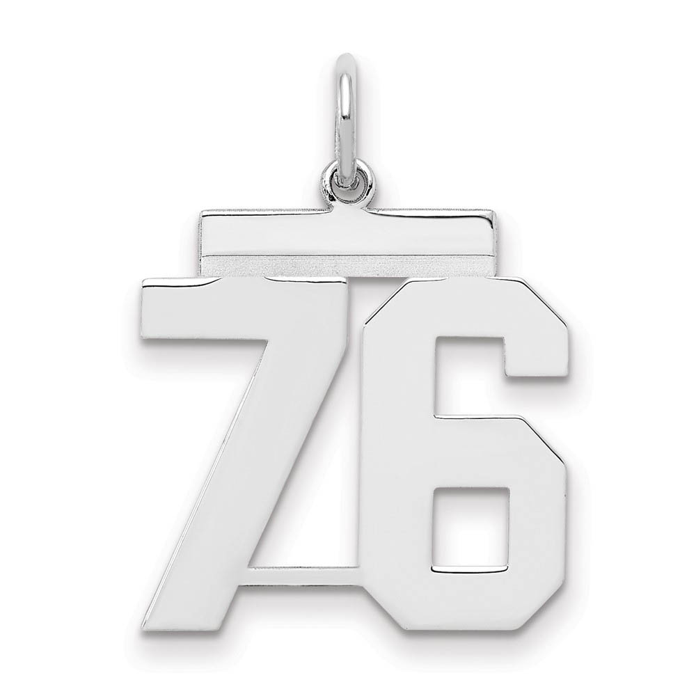 Sterling Silver, Athletic Collection Medium Polished Number 76 Pendant