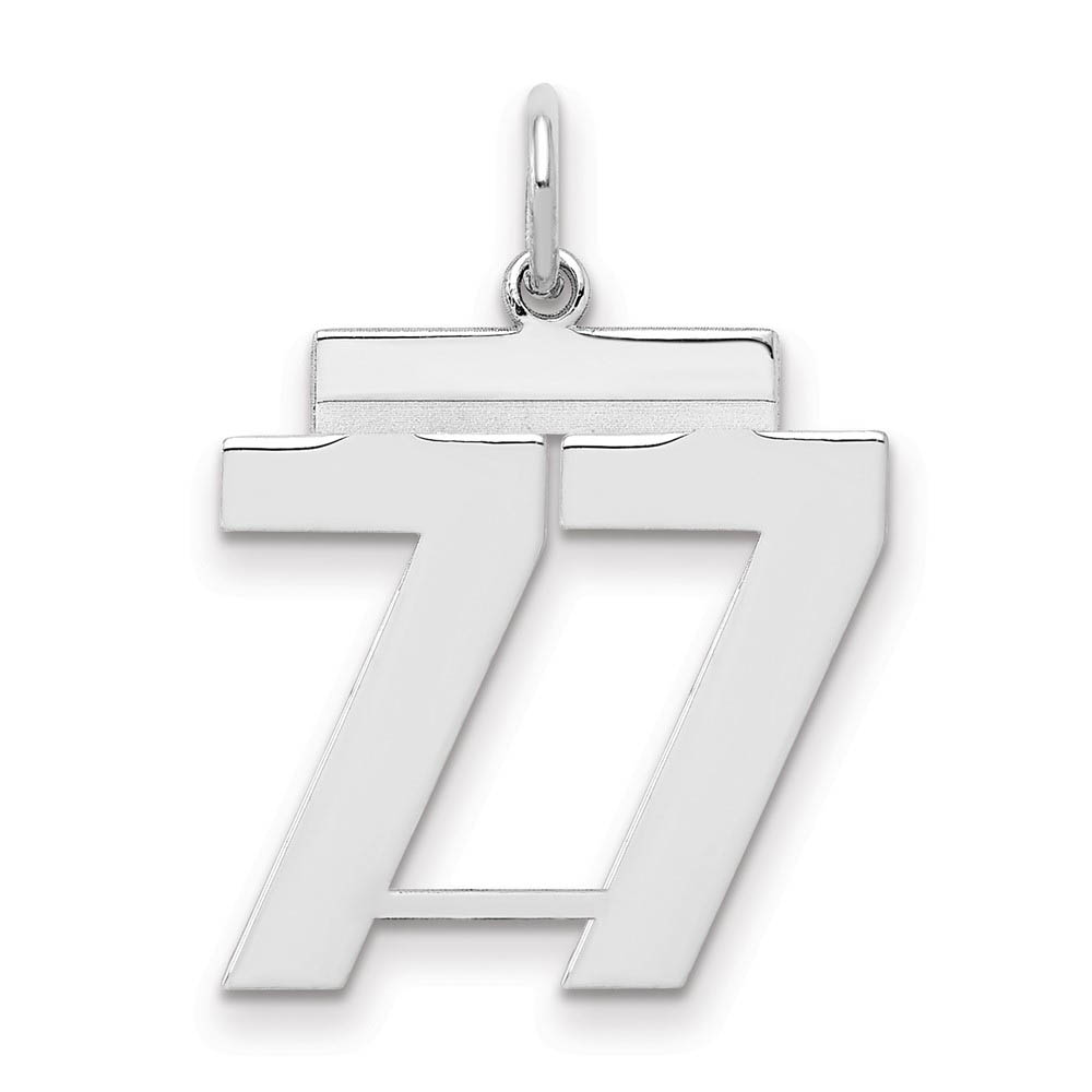 Sterling Silver, Athletic Collection Medium Polished Number 77 Pendant