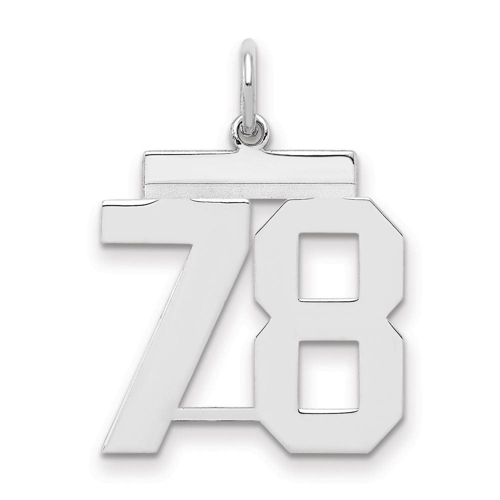 Sterling Silver, Athletic Collection Medium Polished Number 78 Pendant