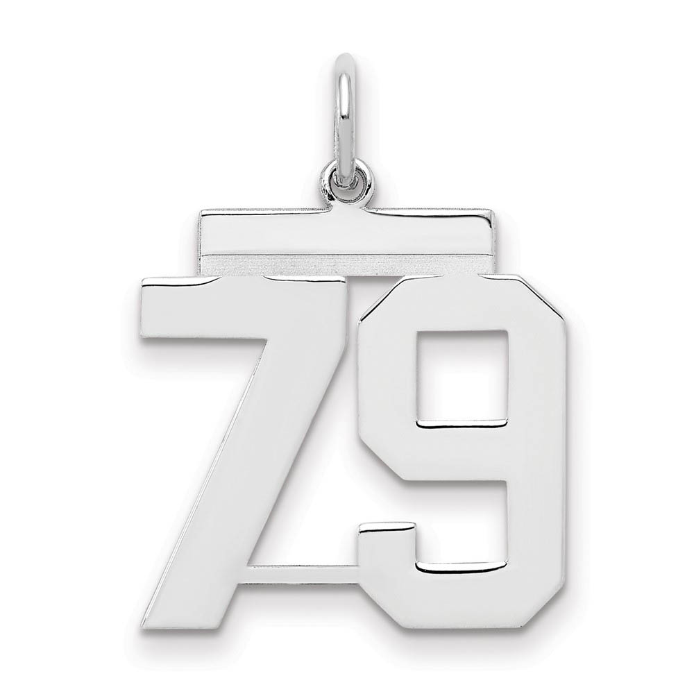 Sterling Silver, Athletic Collection Medium Polished Number 79 Pendant