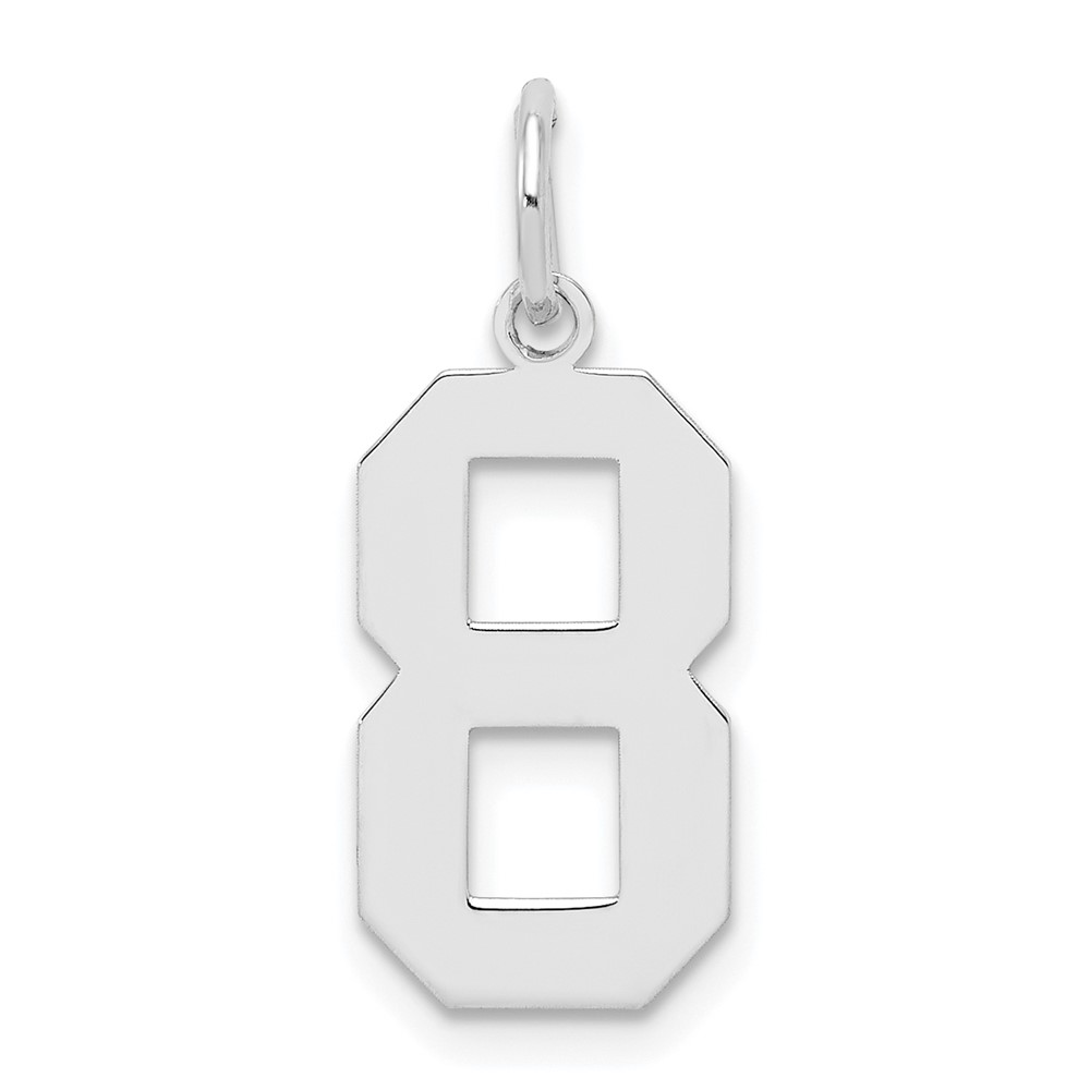 Sterling Silver, Athletic Collection Medium Polished Number 8 Pendant