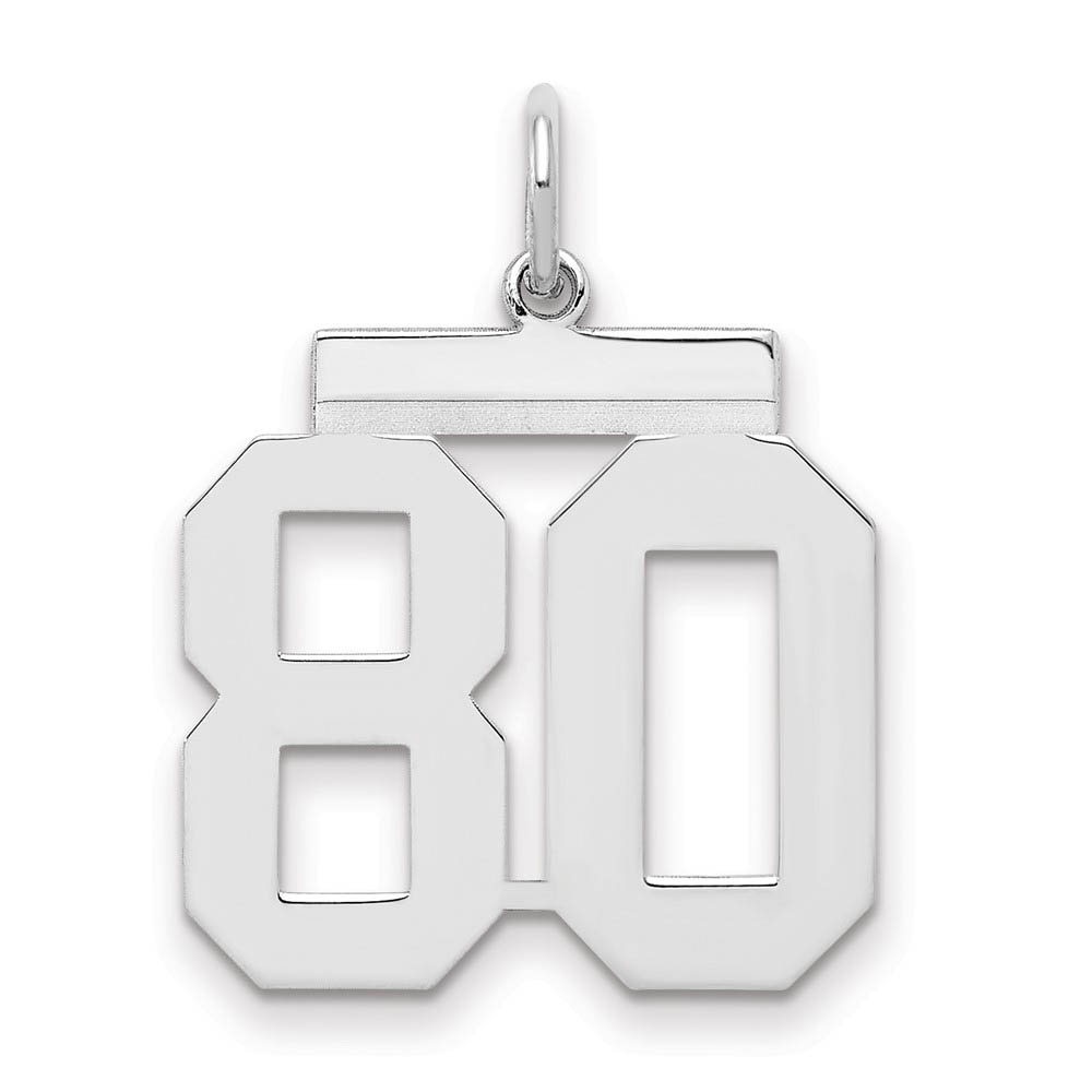 Sterling Silver, Athletic Collection Medium Polished Number 80 Pendant