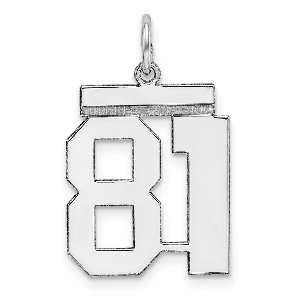 Sterling Silver, Athletic Collection Medium Polished Number 81 Pendant