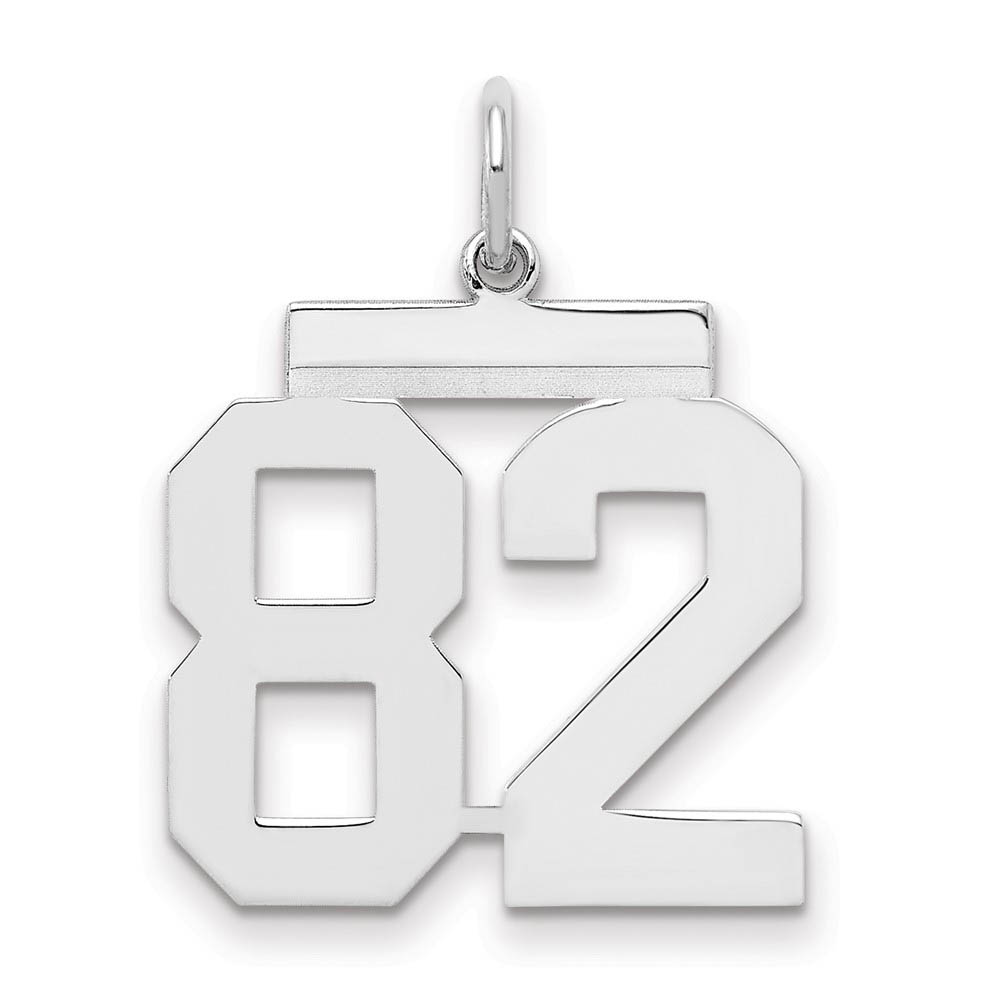 Sterling Silver, Athletic Collection Medium Polished Number 82 Pendant