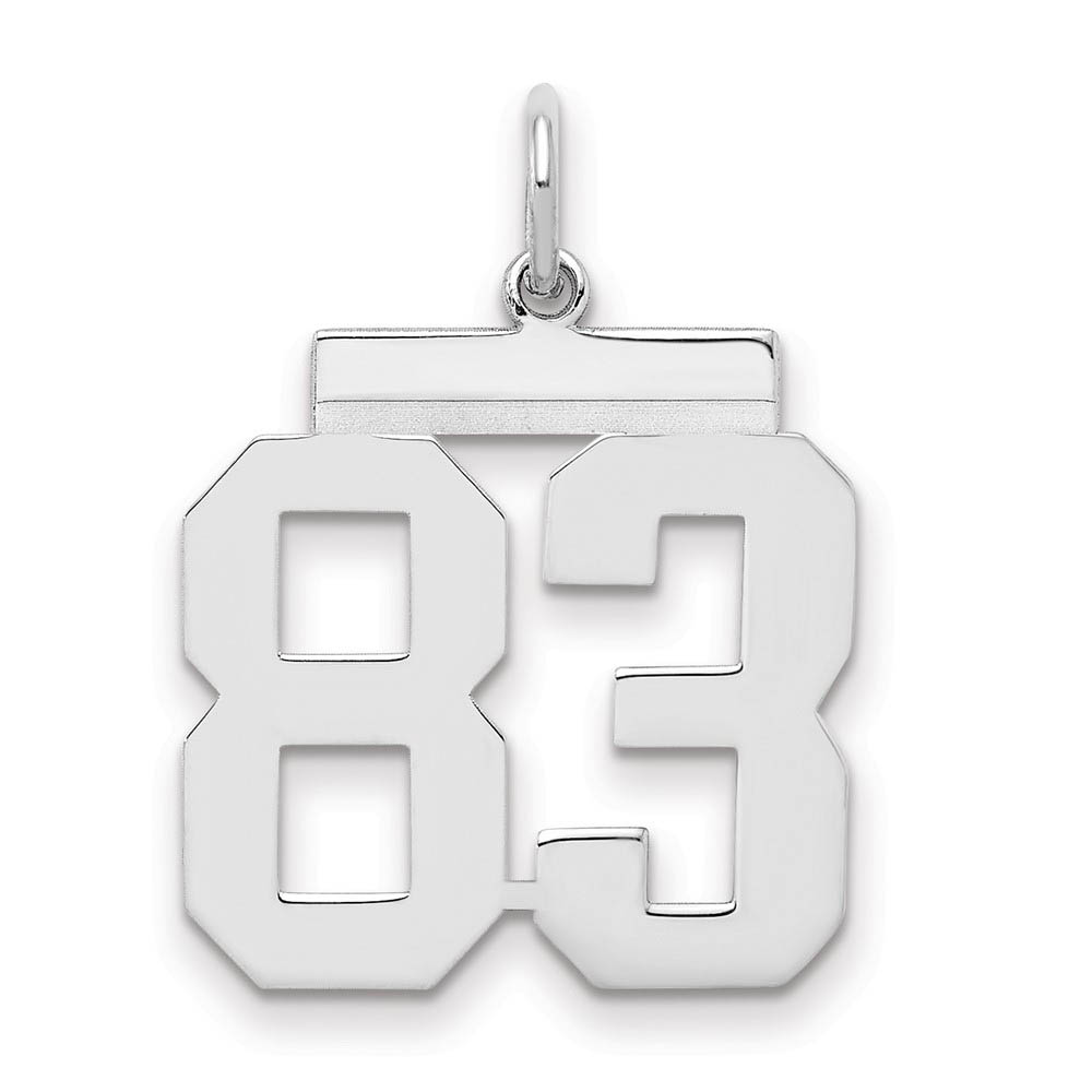 Sterling Silver, Athletic Collection Medium Polished Number 83 Pendant