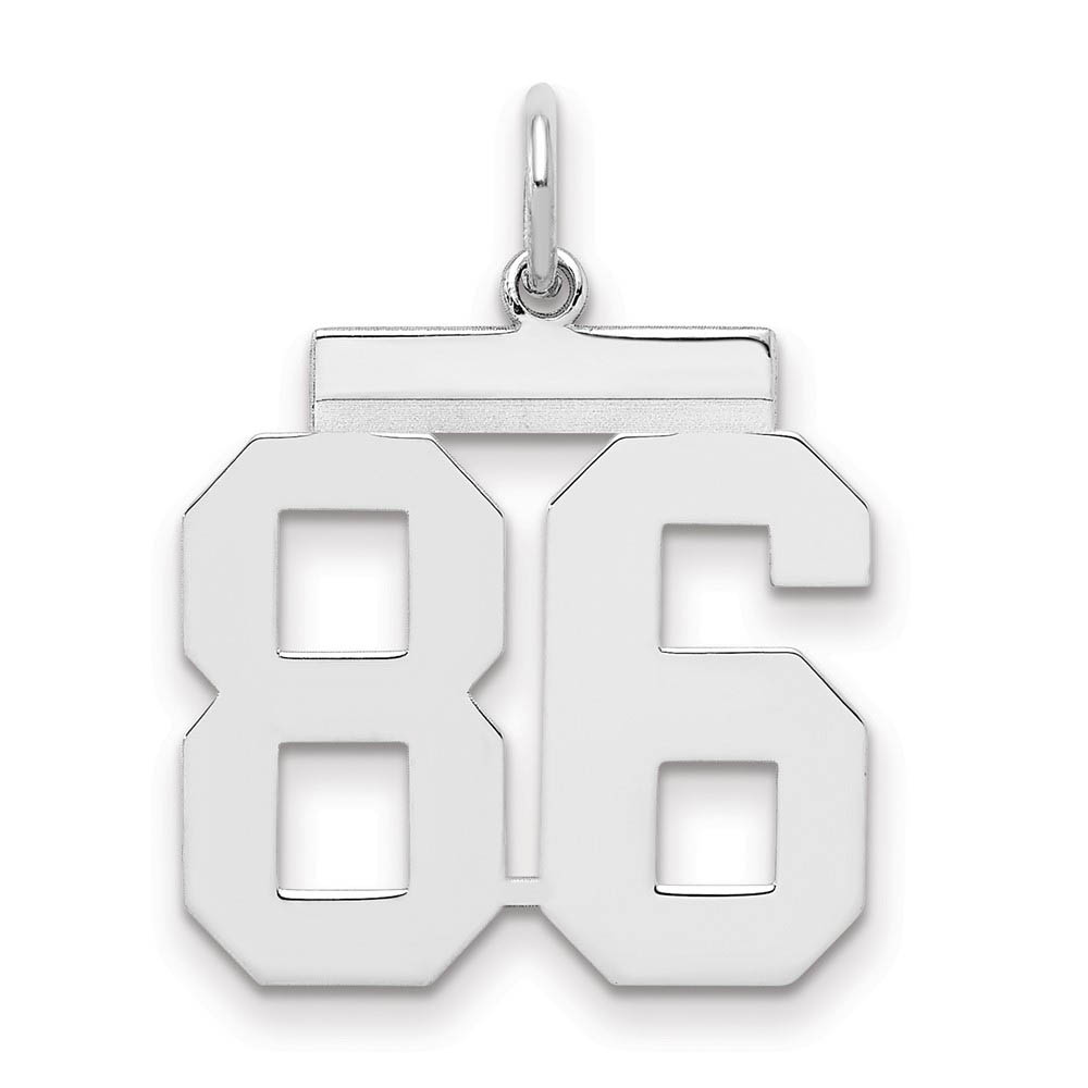 Sterling Silver, Athletic Collection Medium Polished Number 86 Pendant