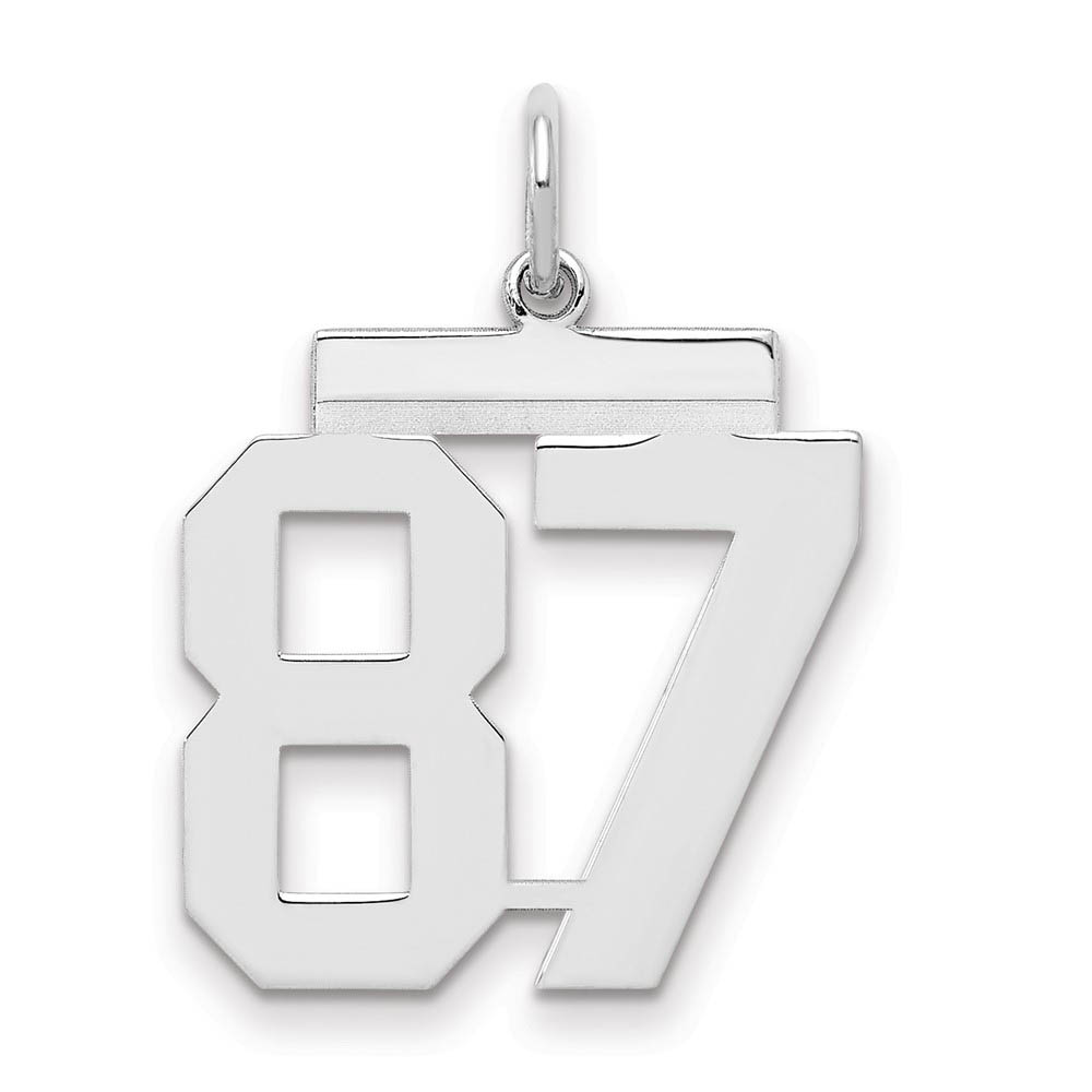 Sterling Silver, Athletic Collection Medium Polished Number 87 Pendant