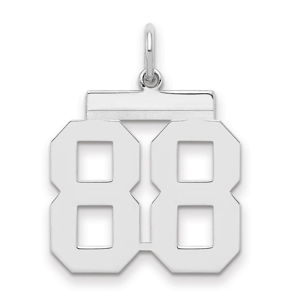 Sterling Silver, Athletic Collection Medium Polished Number 88 Pendant