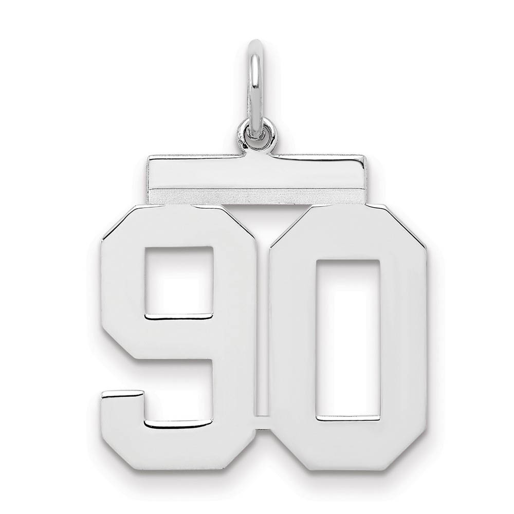 Sterling Silver, Athletic Collection Medium Polished Number 90 Pendant