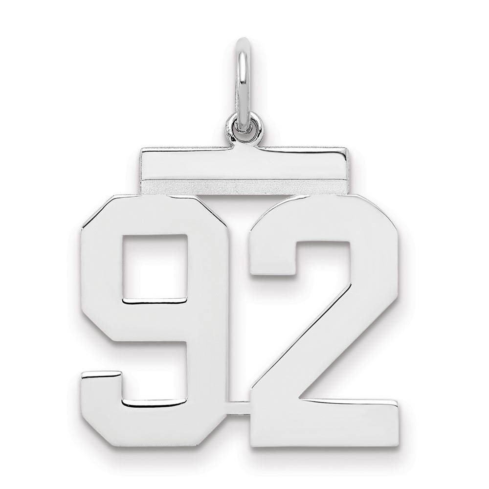 Sterling Silver, Athletic Collection Medium Polished Number 92 Pendant