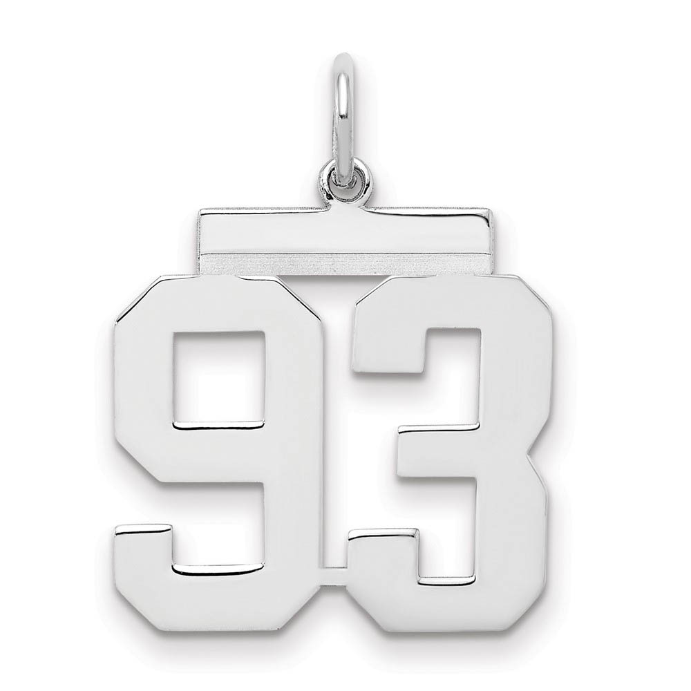 Sterling Silver, Athletic Collection Medium Polished Number 93 Pendant