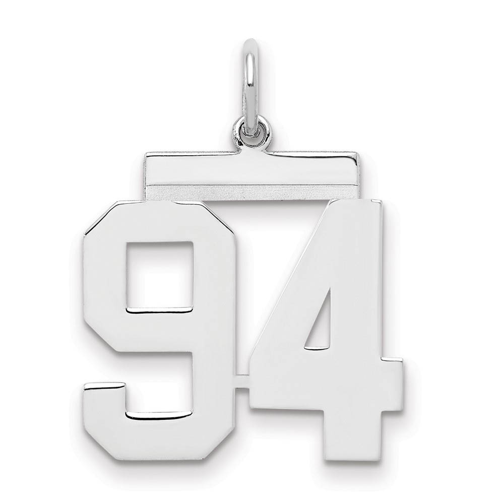 Sterling Silver, Athletic Collection Medium Polished Number 94 Pendant