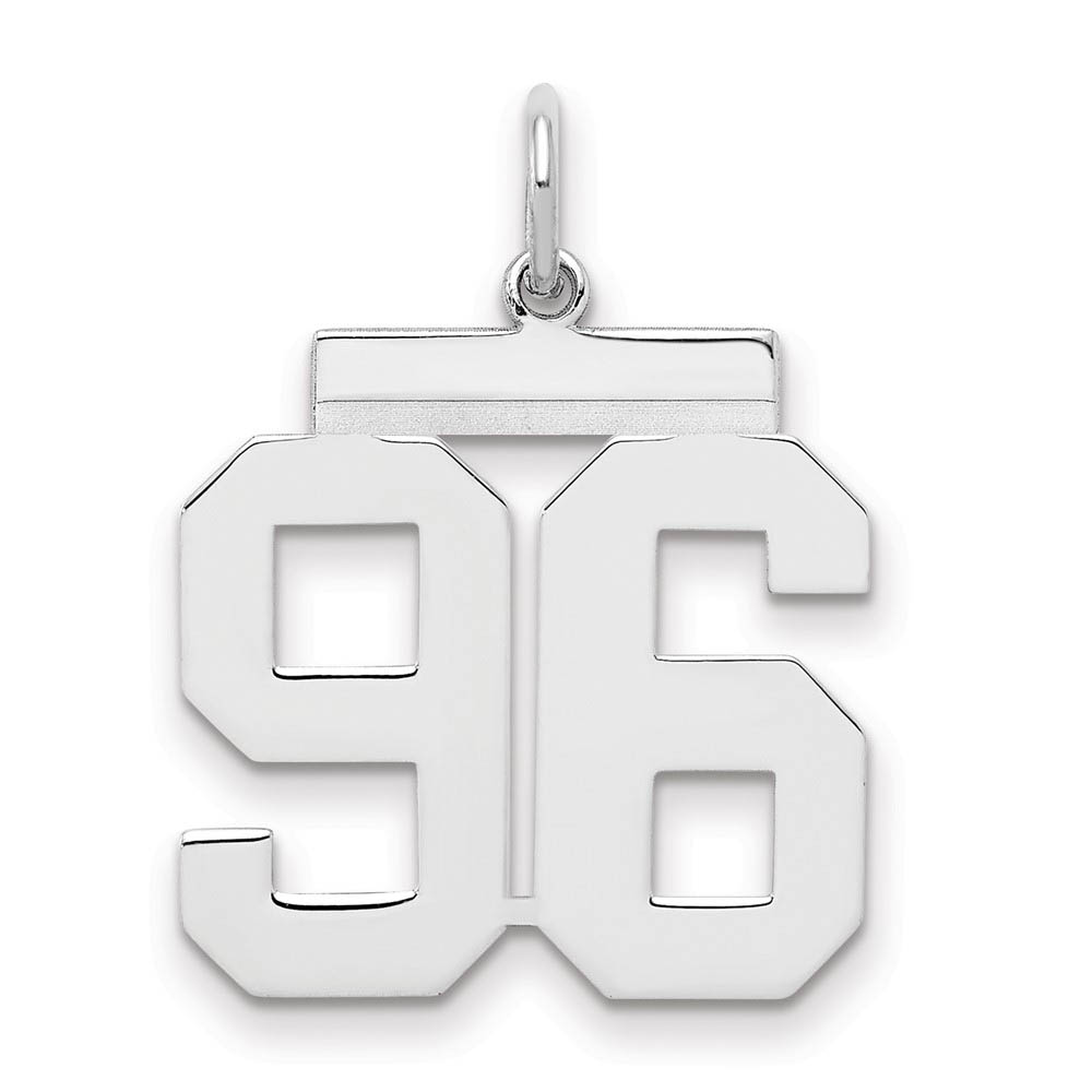 Sterling Silver, Athletic Collection Medium Polished Number 96 Pendant