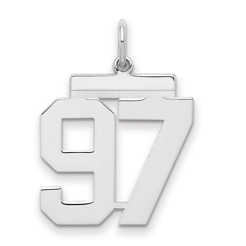 Sterling Silver, Athletic Collection Medium Polished Number 97 Pendant