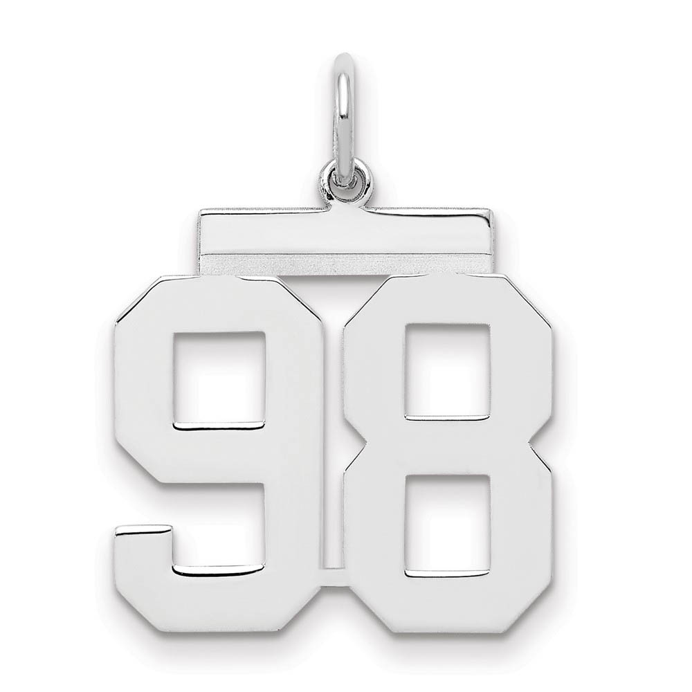 Sterling Silver, Athletic Collection Medium Polished Number 98 Pendant