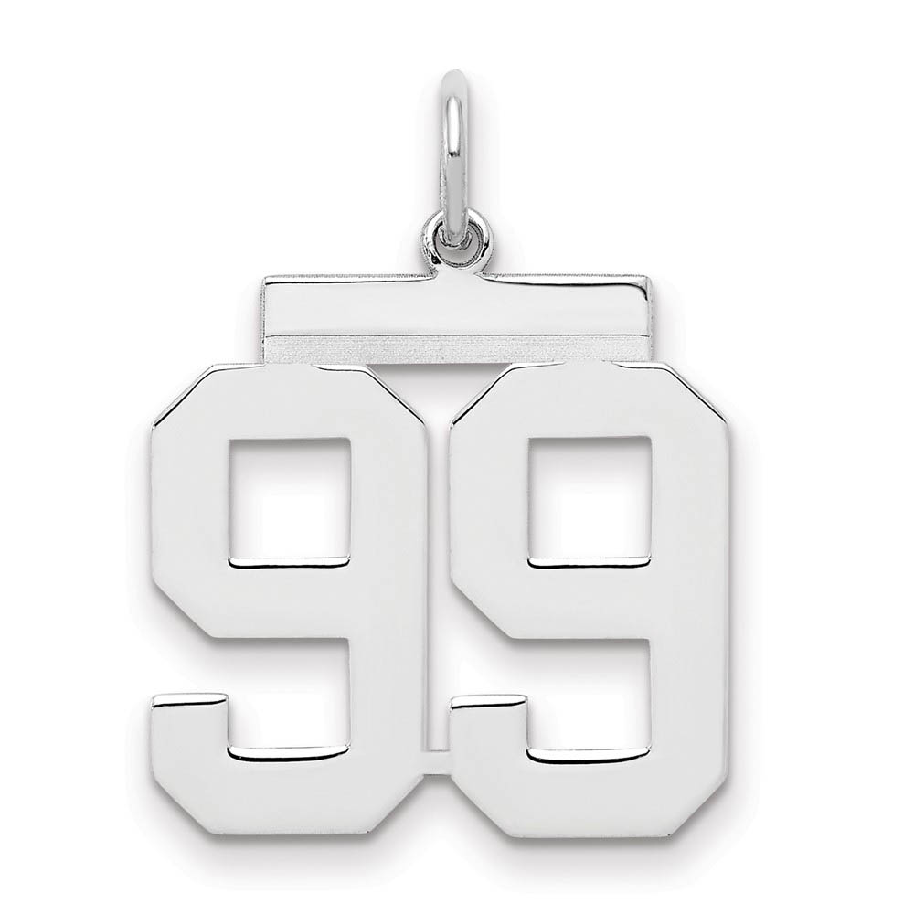 Sterling Silver, Athletic Collection Medium Polished Number 99 Pendant