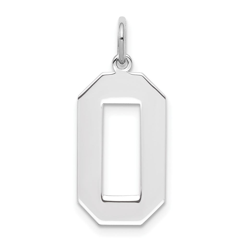 Sterling Silver, Athletic Collection, Large Polished Number 0 Pendant