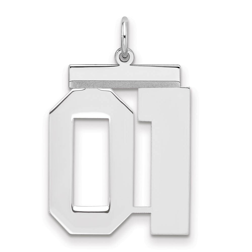 Sterling Silver, Athletic Collection, Large Polished Number 01 Pendant