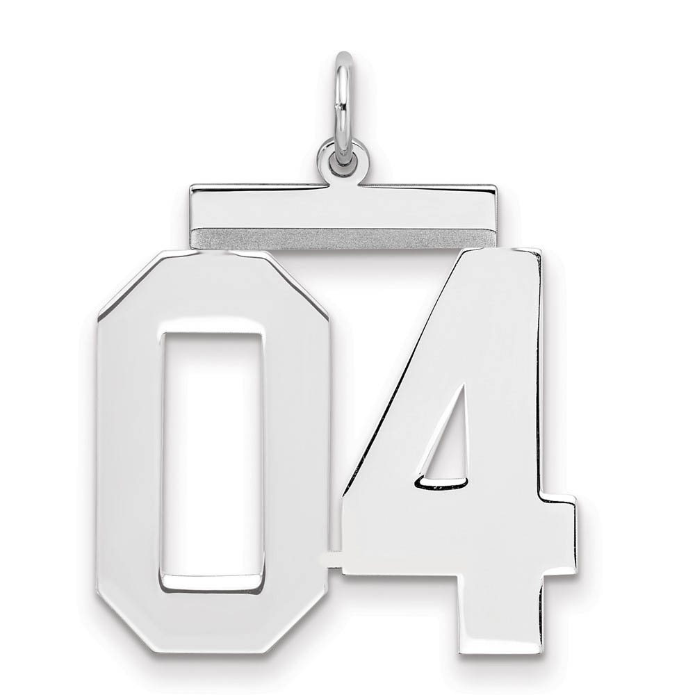 Sterling Silver, Athletic Collection, Large Polished Number 04 Pendant