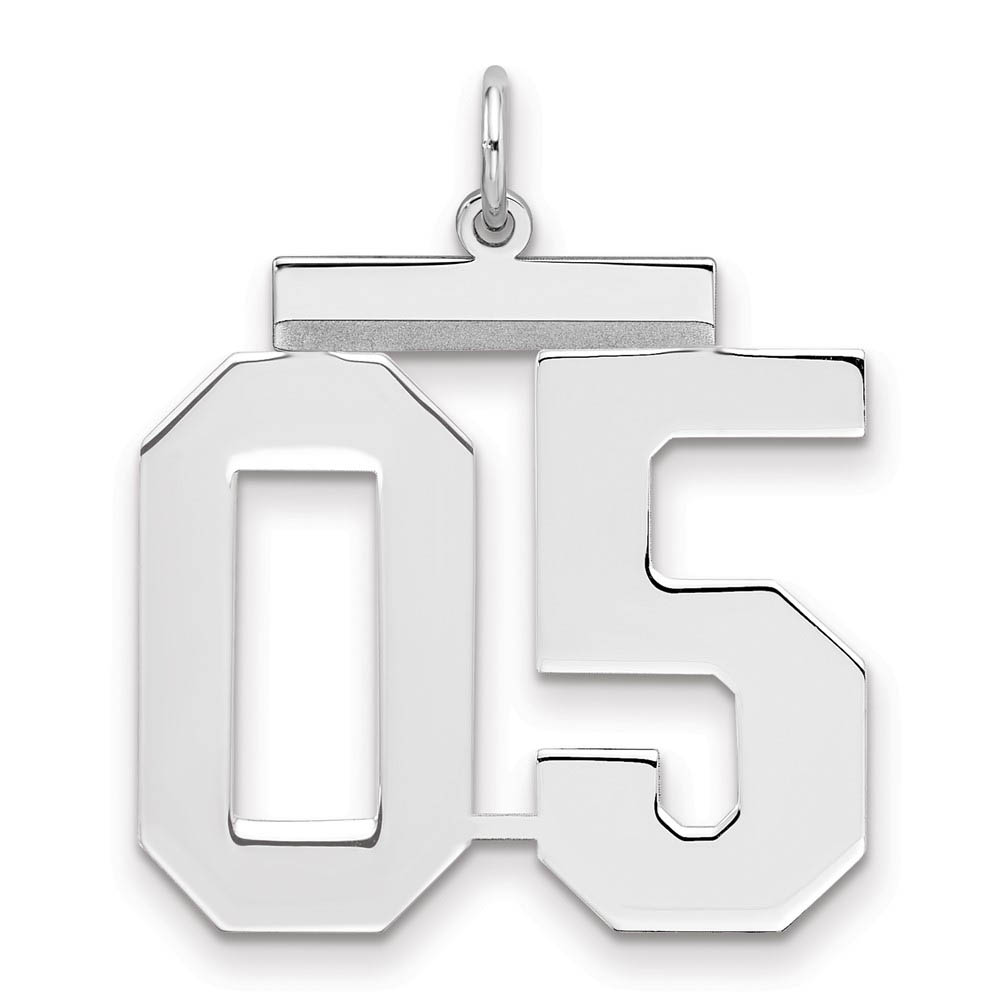 Sterling Silver, Athletic Collection, Large Polished Number 05 Pendant