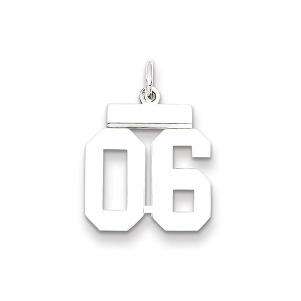 Sterling Silver, Athletic Collection, Polished Number 06 Pendant