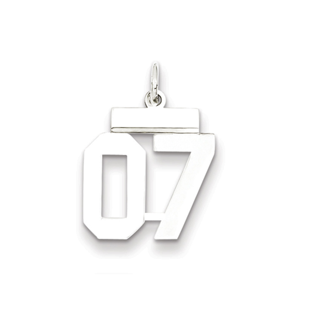 Sterling Silver, Athletic Collection, Polished Number 07 Pendant
