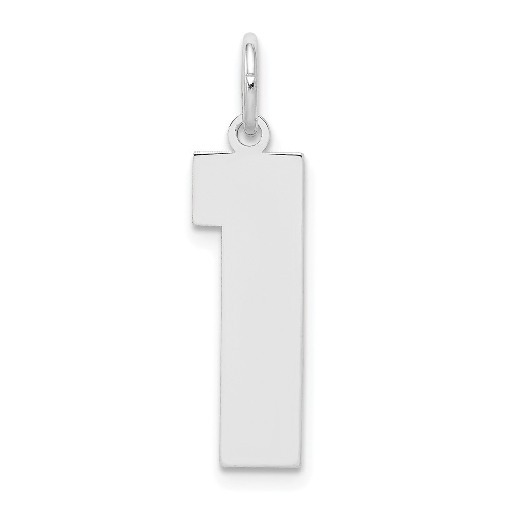 Sterling Silver, Athletic Collection, Large Polished Number 1 Pendant