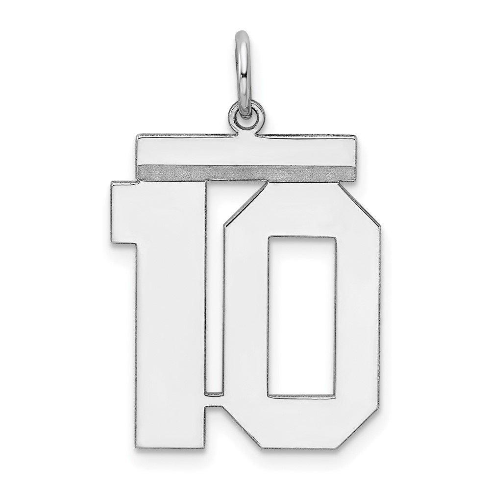 Sterling Silver, Athletic Collection, Large Polished Number 10 Pendant