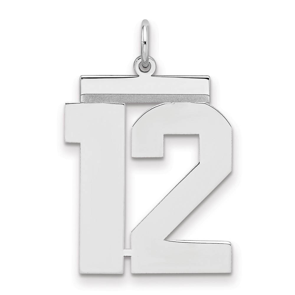 Sterling Silver, Athletic Collection, Large Polished Number 12 Pendant