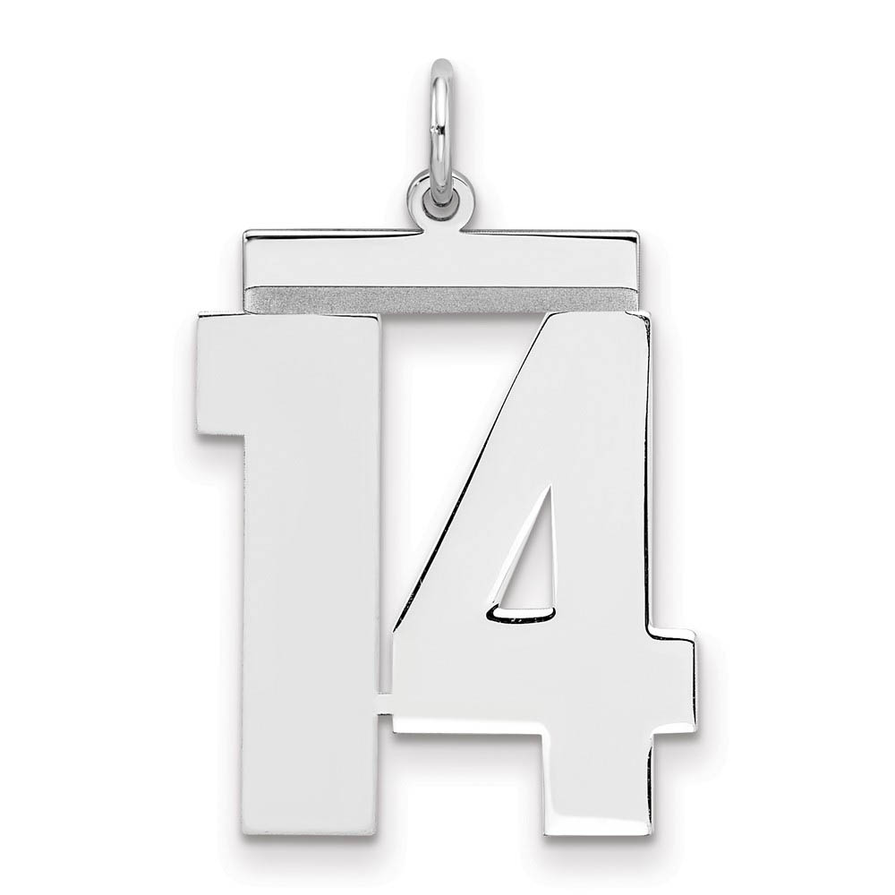 Sterling Silver, Athletic Collection, Polished Number 14 Pendant