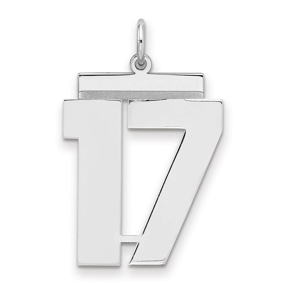 Sterling Silver, Athletic Collection, Polished Number 17 Pendant