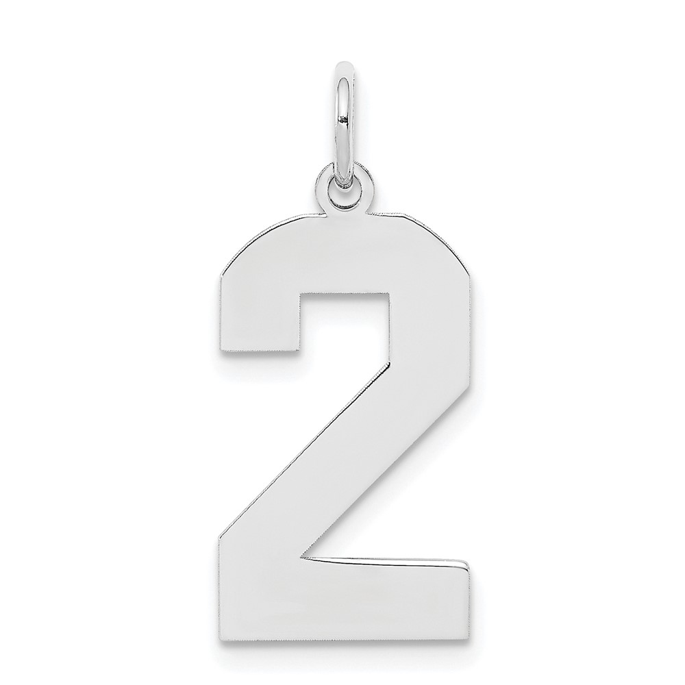 Sterling Silver, Athletic Collection, Polished Number 2 Pendant