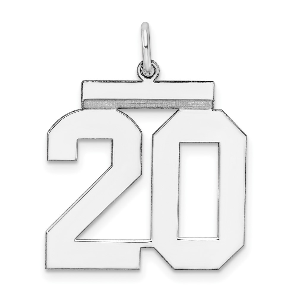 Sterling Silver, Athletic Collection, Polished Number 20 Pendant