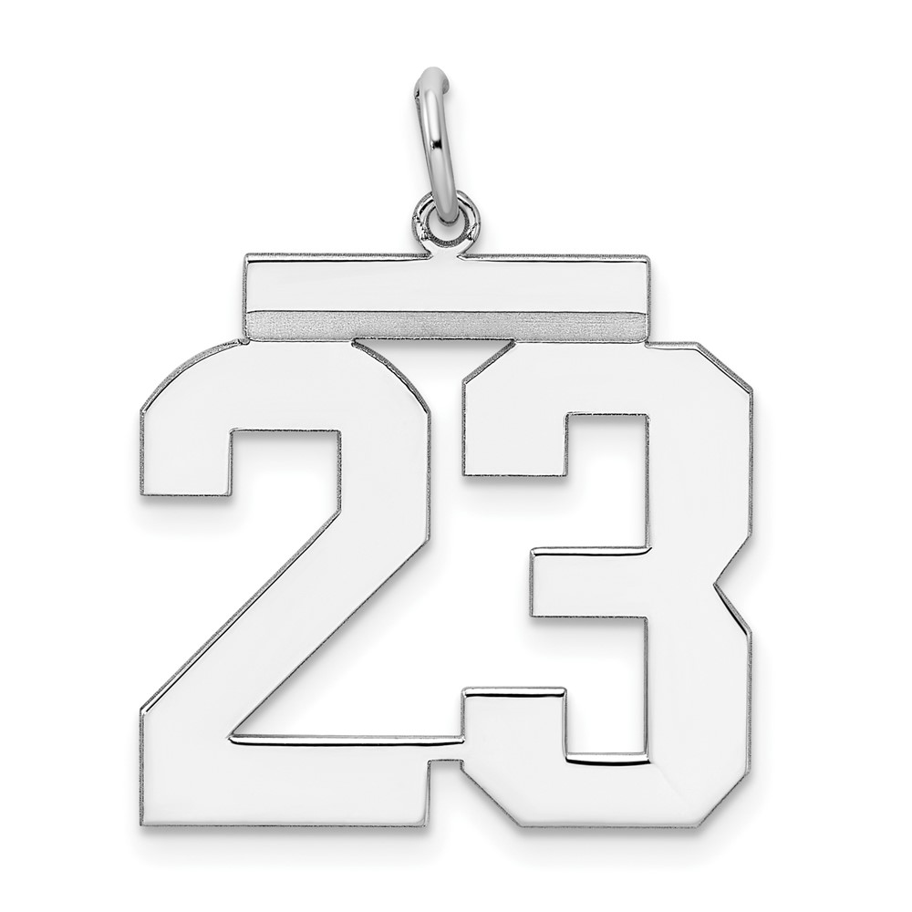 Sterling Silver, Athletic Collection, Large Polished Number 23 Pendant