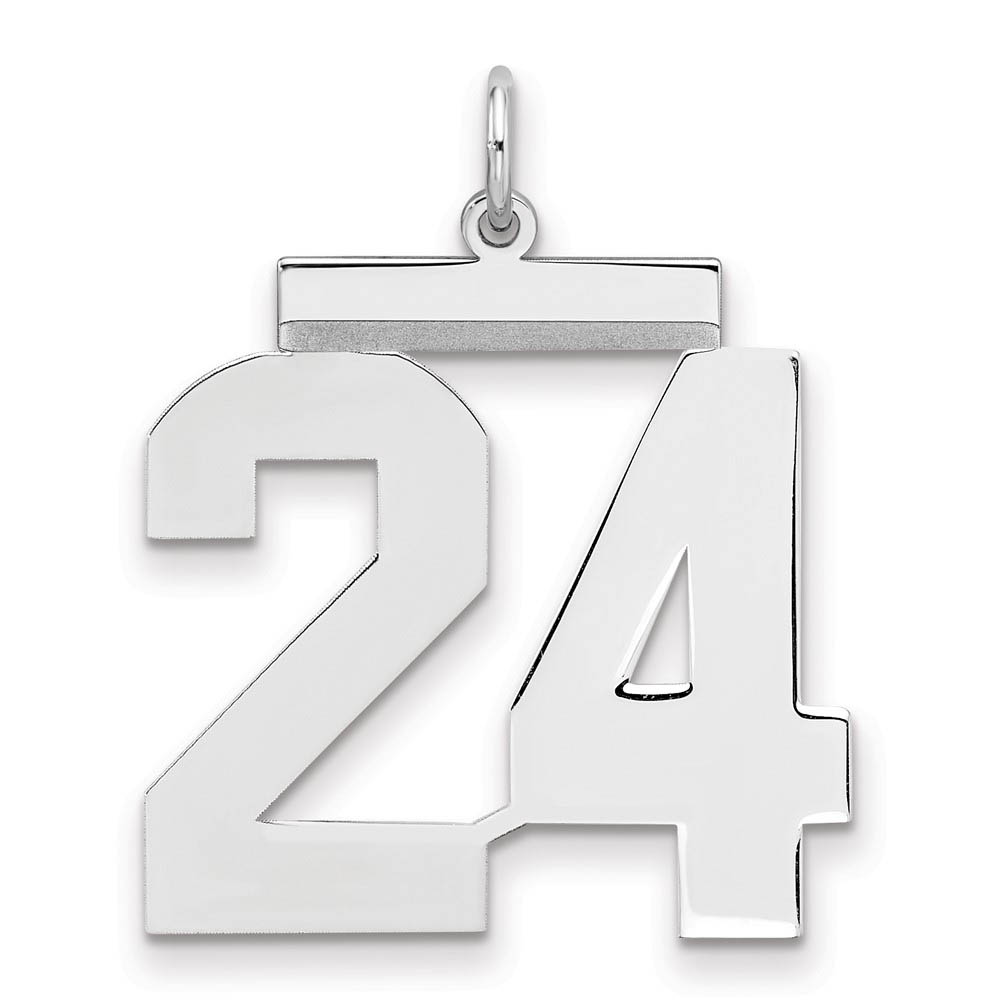 Sterling Silver, Athletic Collection, Polished Number 24 Pendant