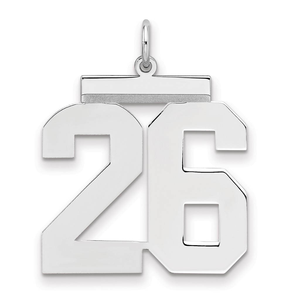 Sterling Silver, Athletic Collection, Large Polished Number 26 Pendant