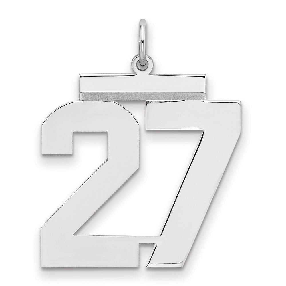 Sterling Silver, Athletic Collection, Large Polished Number 27 Pendant