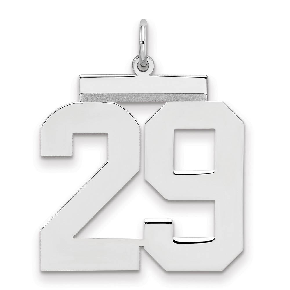 Sterling Silver, Athletic Collection, Large Polished Number 29 Pendant