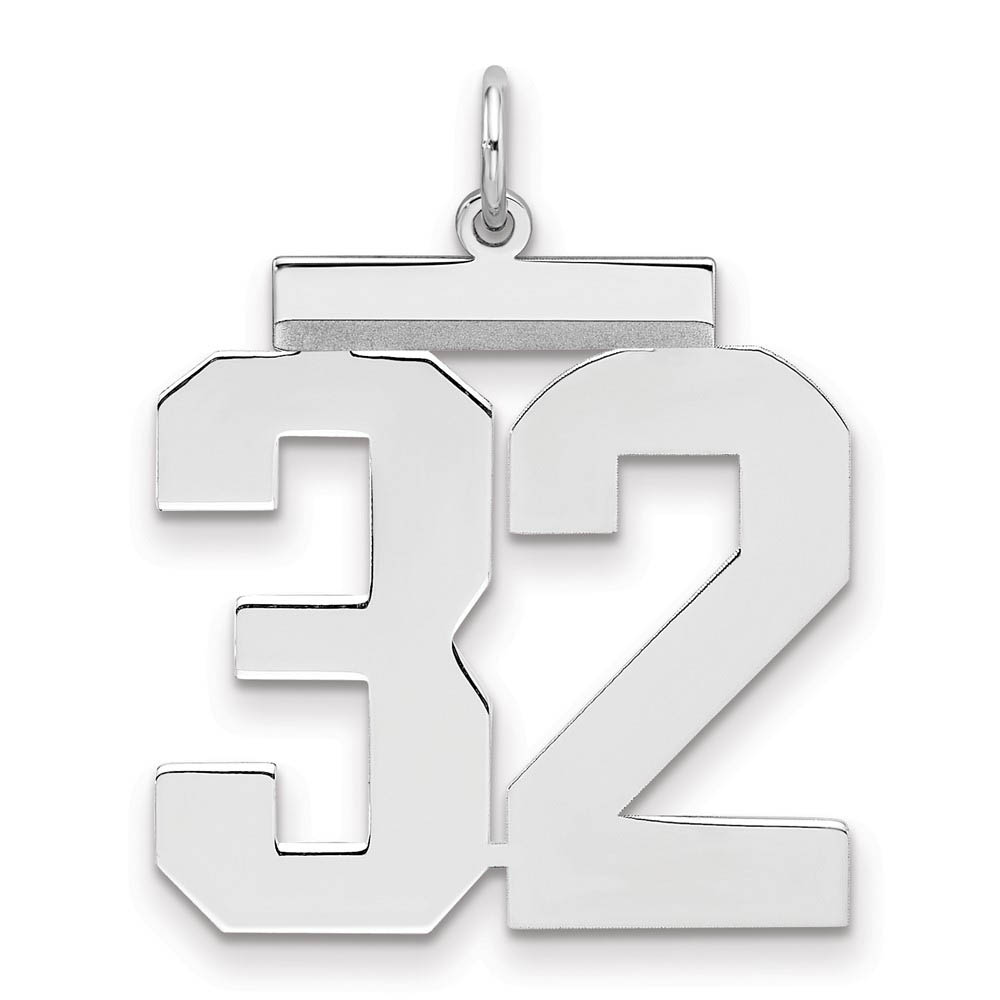 Sterling Silver, Athletic Collection, Large Polished Number 32 Pendant