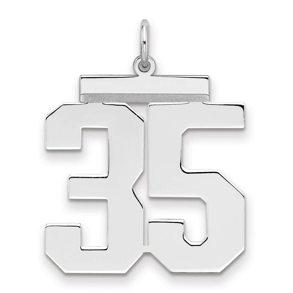 Sterling Silver, Athletic Collection, Large Polished Number 35 Pendant