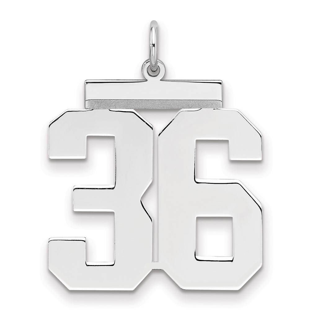 Sterling Silver, Athletic Collection, Large Polished Number 36 Pendant