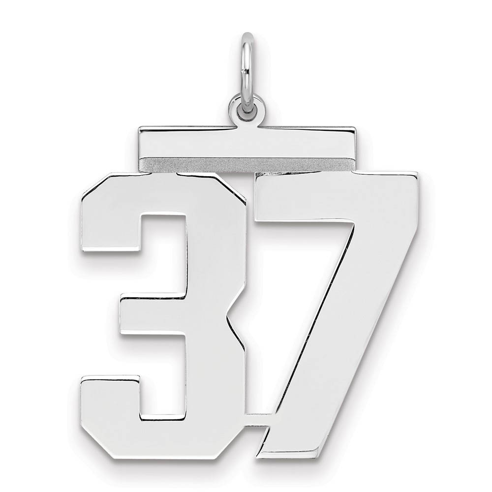 Sterling Silver, Athletic Collection, Large Polished Number 37 Pendant