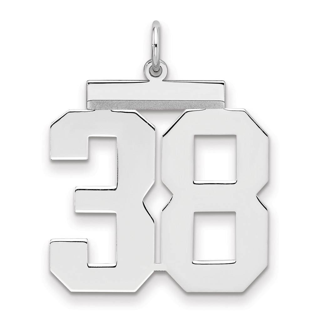 Sterling Silver, Athletic Collection, Large Polished Number 38 Pendant