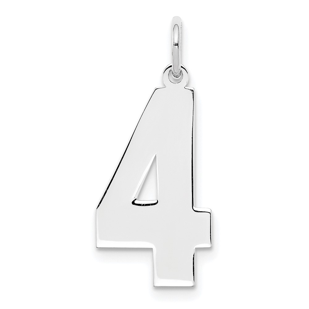 Sterling Silver, Athletic Collection, Polished Number 4 Pendant