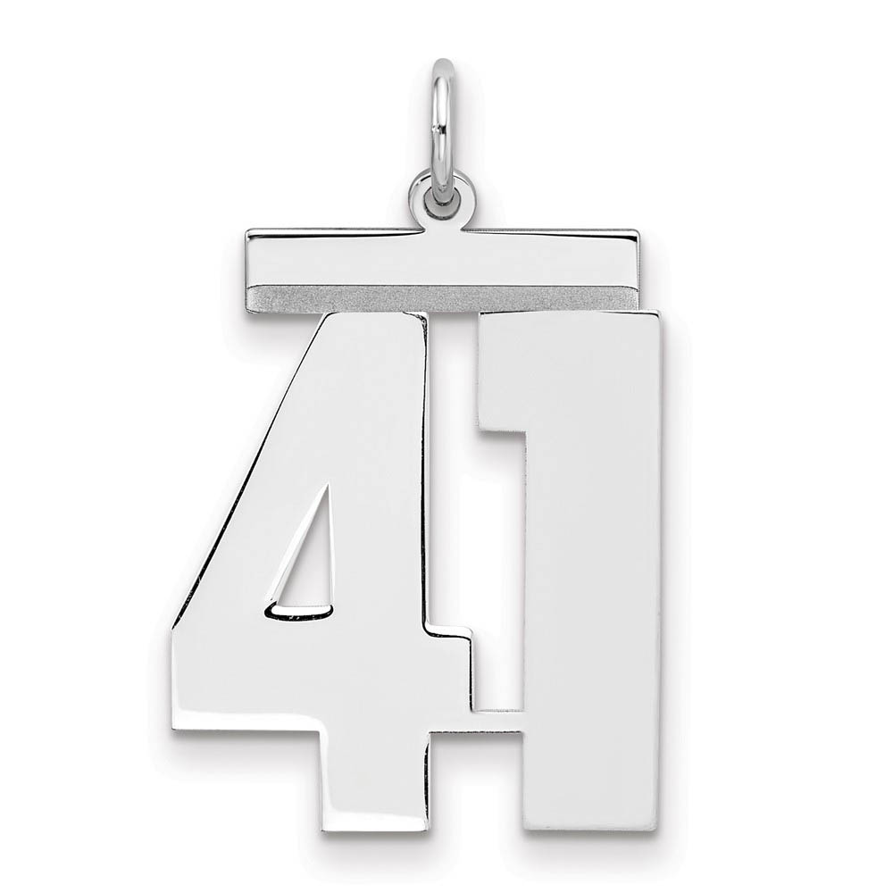 Sterling Silver, Athletic Collection, Large Polished Number 41 Pendant