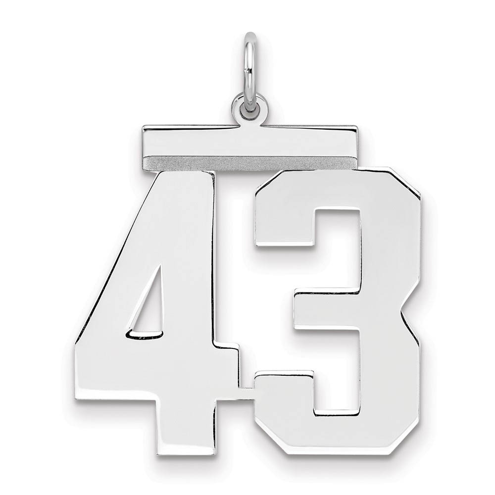 Sterling Silver, Athletic Collection, Large Polished Number 43 Pendant