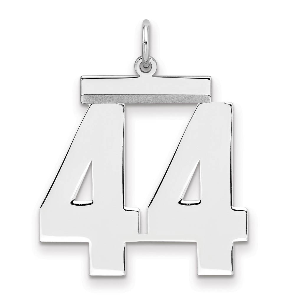 Sterling Silver, Athletic Collection, Large Polished Number 44 Pendant